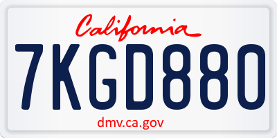 CA license plate 7KGD880