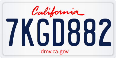 CA license plate 7KGD882