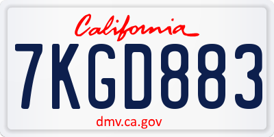 CA license plate 7KGD883