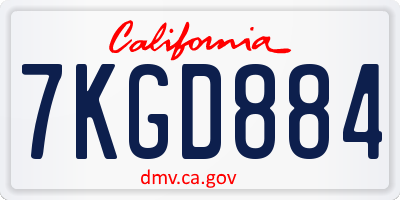 CA license plate 7KGD884