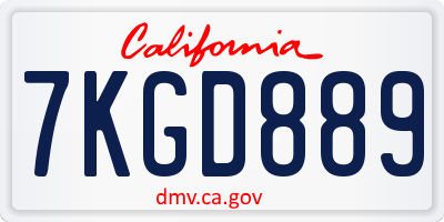CA license plate 7KGD889