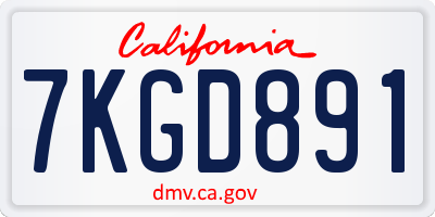 CA license plate 7KGD891