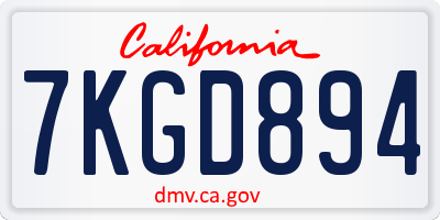 CA license plate 7KGD894