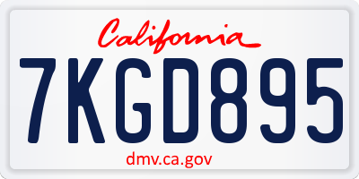 CA license plate 7KGD895