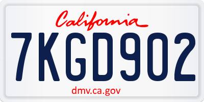 CA license plate 7KGD902