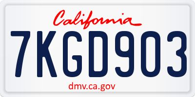 CA license plate 7KGD903