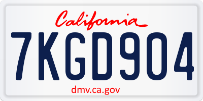 CA license plate 7KGD904