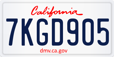CA license plate 7KGD905