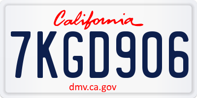 CA license plate 7KGD906