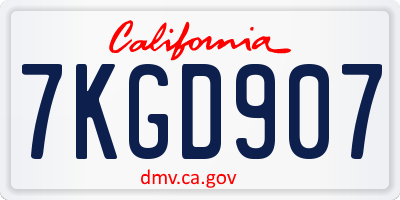 CA license plate 7KGD907