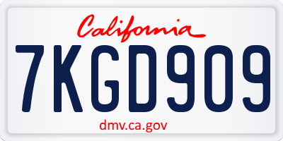CA license plate 7KGD909