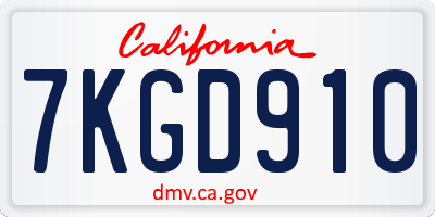 CA license plate 7KGD910