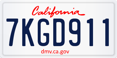 CA license plate 7KGD911