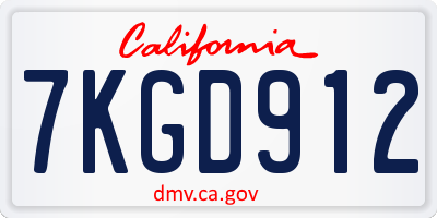 CA license plate 7KGD912