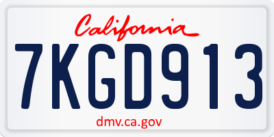 CA license plate 7KGD913