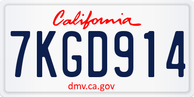 CA license plate 7KGD914