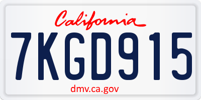 CA license plate 7KGD915