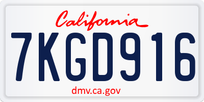 CA license plate 7KGD916