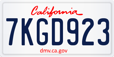 CA license plate 7KGD923