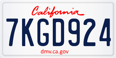 CA license plate 7KGD924
