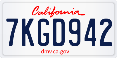 CA license plate 7KGD942