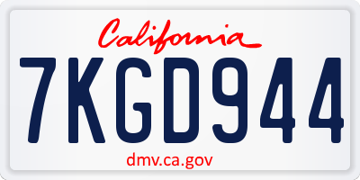 CA license plate 7KGD944