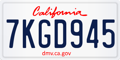 CA license plate 7KGD945