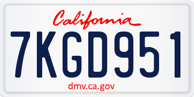 CA license plate 7KGD951