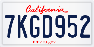 CA license plate 7KGD952