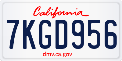 CA license plate 7KGD956