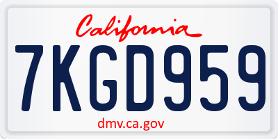 CA license plate 7KGD959