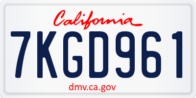 CA license plate 7KGD961