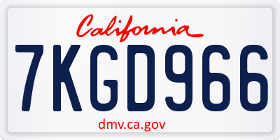 CA license plate 7KGD966