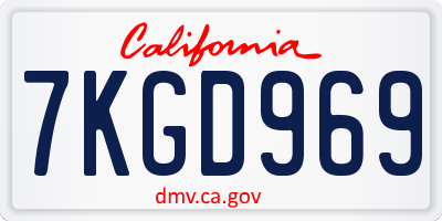 CA license plate 7KGD969
