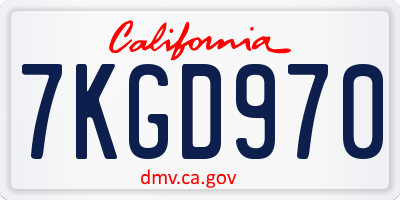 CA license plate 7KGD970