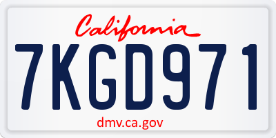 CA license plate 7KGD971