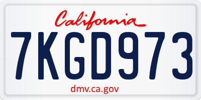 CA license plate 7KGD973