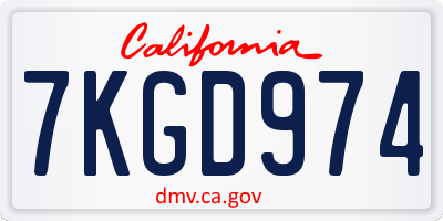 CA license plate 7KGD974