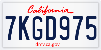 CA license plate 7KGD975