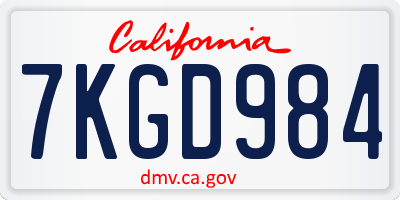 CA license plate 7KGD984