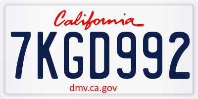 CA license plate 7KGD992
