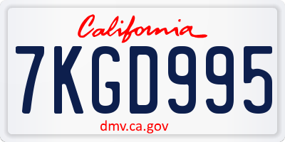 CA license plate 7KGD995