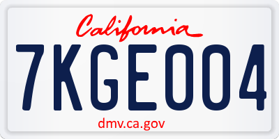 CA license plate 7KGE004