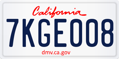 CA license plate 7KGE008