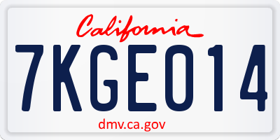 CA license plate 7KGE014