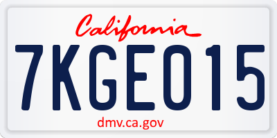 CA license plate 7KGE015