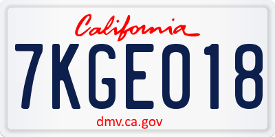 CA license plate 7KGE018