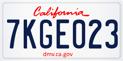 CA license plate 7KGE023