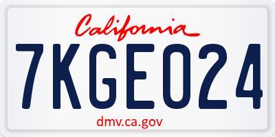 CA license plate 7KGE024