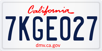 CA license plate 7KGE027